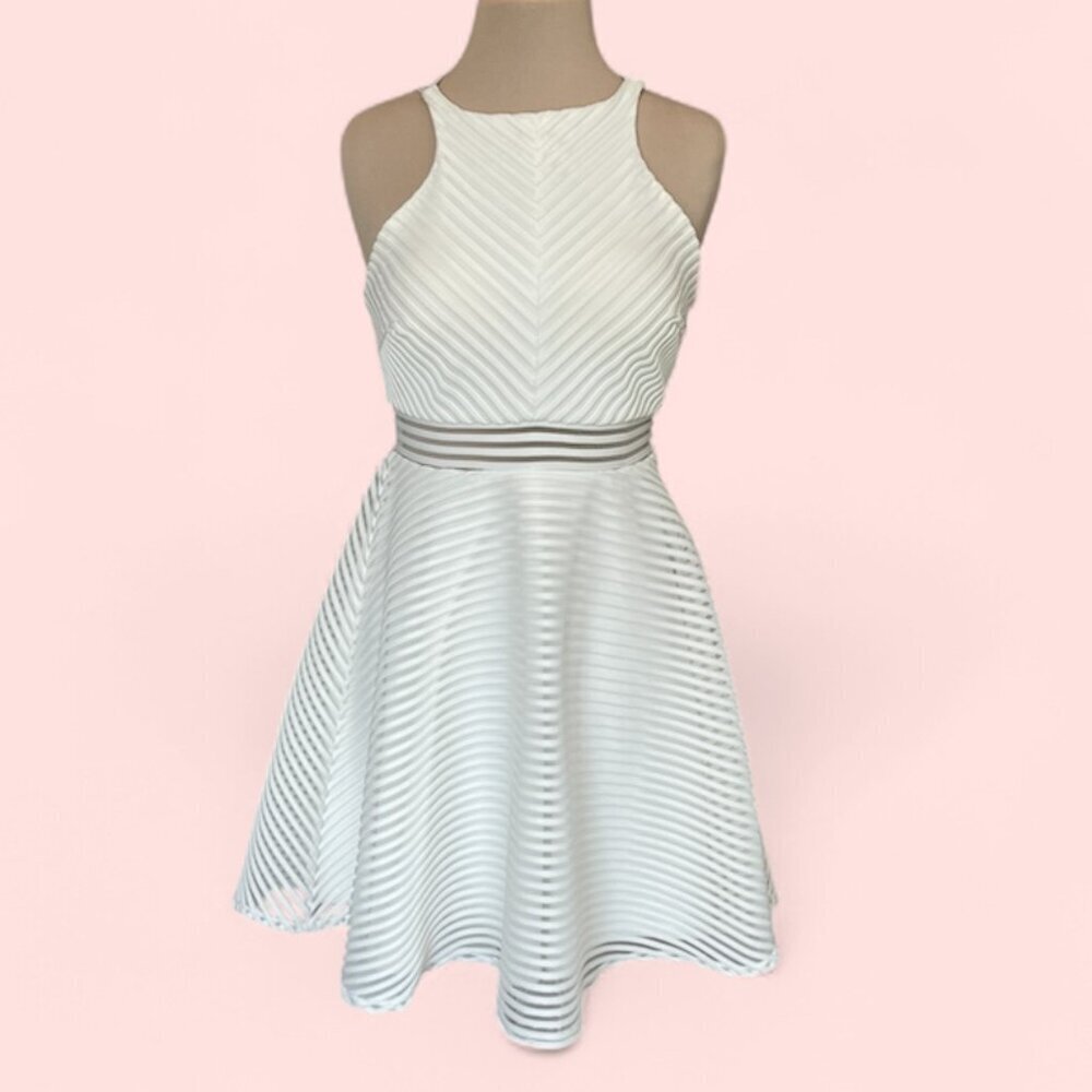 Dear Moon White Fit & Flare Sleeveless Mini Dress, Size 9
